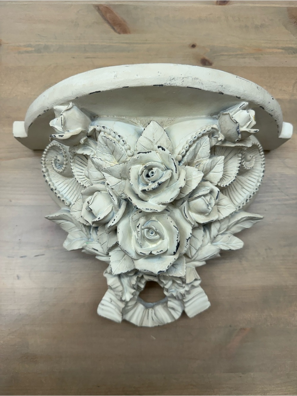 Ornate Rose Wall Sconce Shelf - Cream Decorative Accent